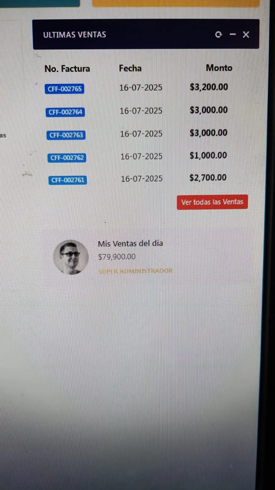 Captura de ventas - Antes